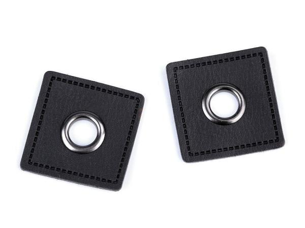Ösen-Patches  Breite 30 mm ,Höhe 30 mm , Ø 8 mm, Nickel Schwarz